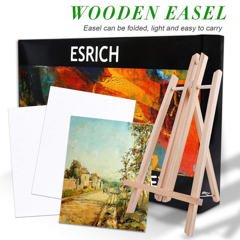 ESRICH مجموعة طلاء أكريليك ESRICH، مستلزمات الرسم مع 2 قطعة من 12 لون من الطلاء الأكريليكي، 1 حامل، 3 قماش، 30 فرشاة طلاء و 3 لوحات، مجموعة طلاء للأطفال، الطلاب، الفنانين والمبتدئين - Image 4